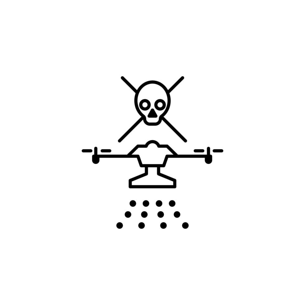 drone with chemical elements field outline vector icon