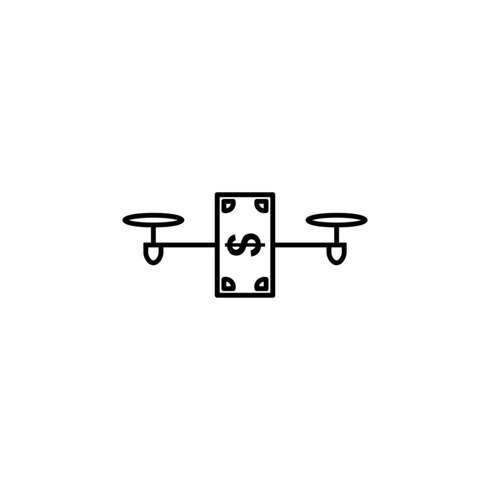 drone with money field outline vector icon