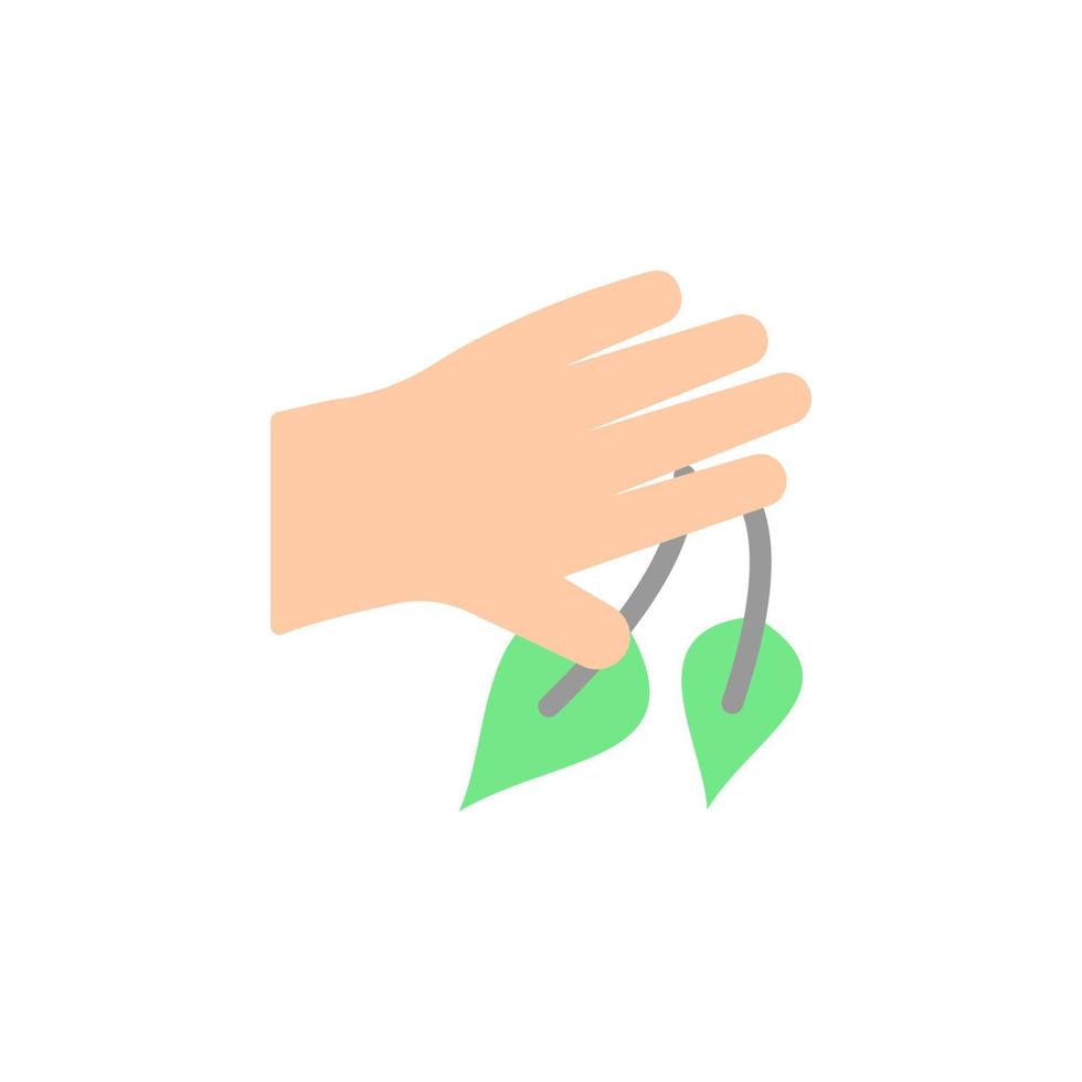 Hand herb leaf vector icon