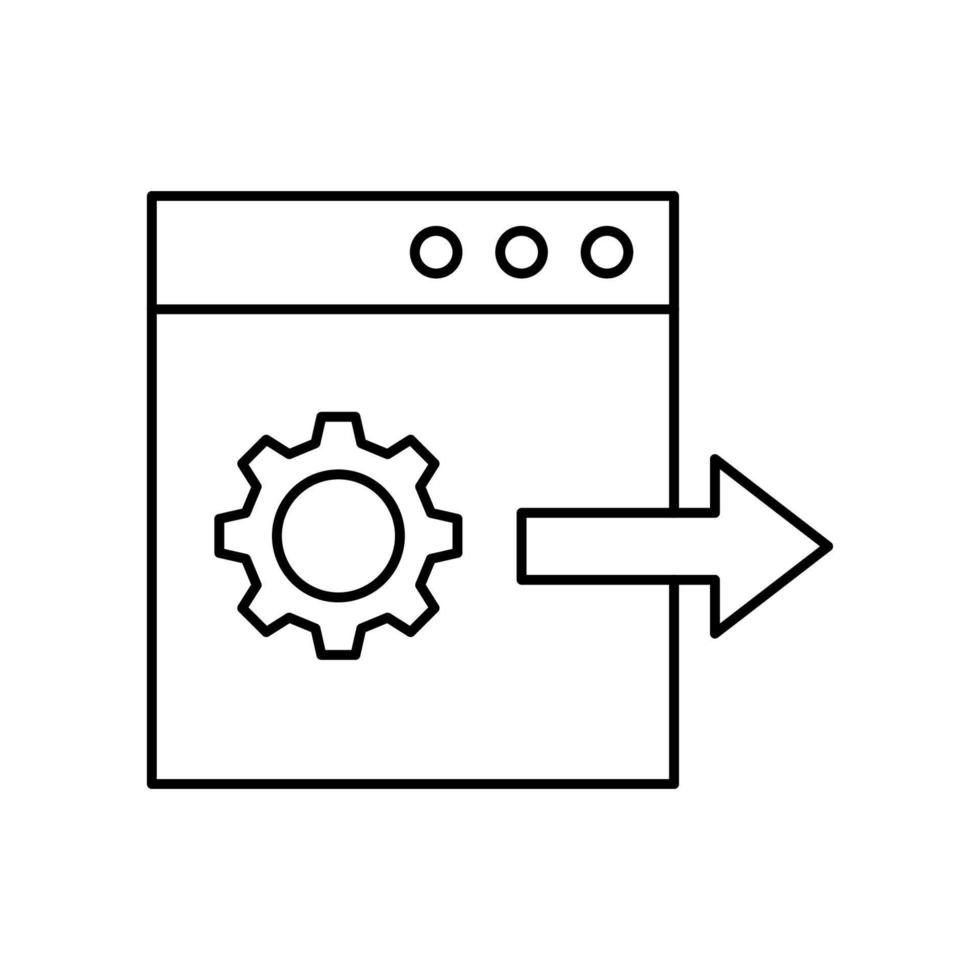 Browser, arrow, gear, SEO vector icon