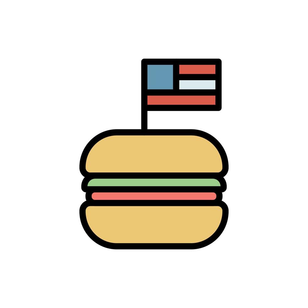 Fast food burger USA flag vector icon