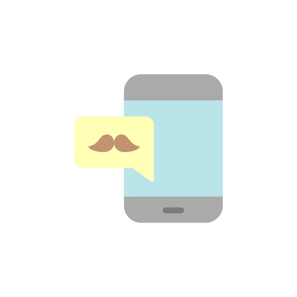 Smartphone, chat bubble, mustache vector icon