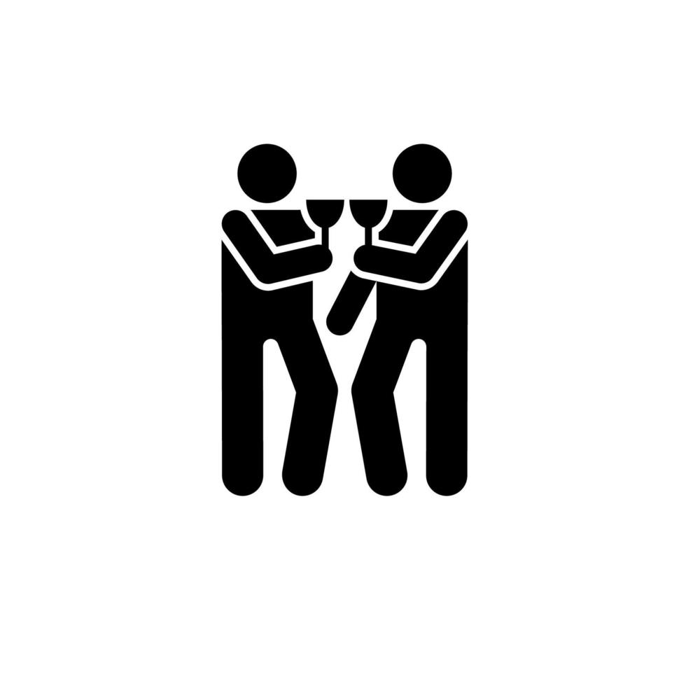 Two man, drinking, alcohol vector icon