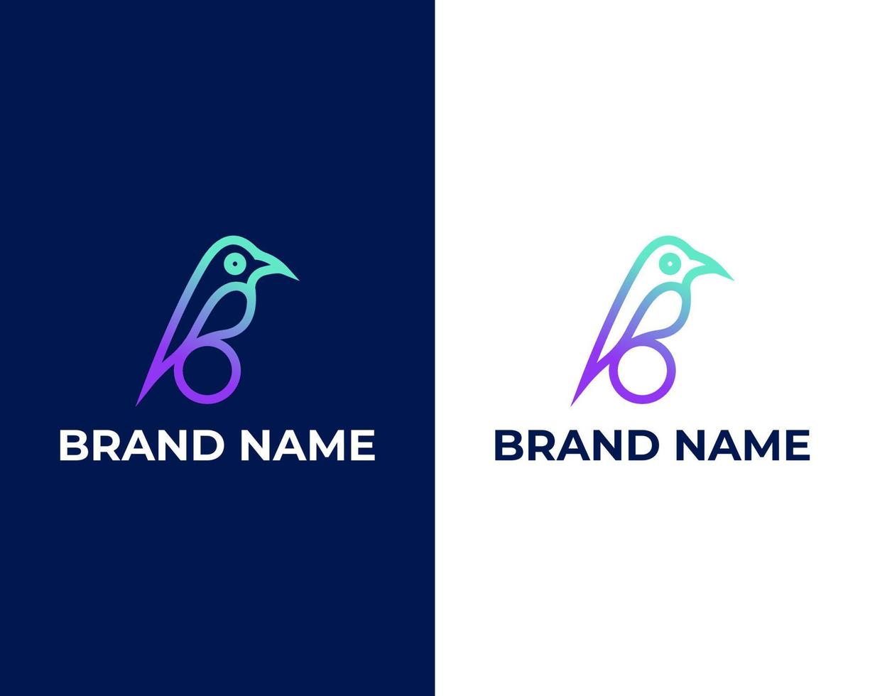 Unique small letter b logo design with bird icon connected, Simple and Modern bird with b logo design template vector