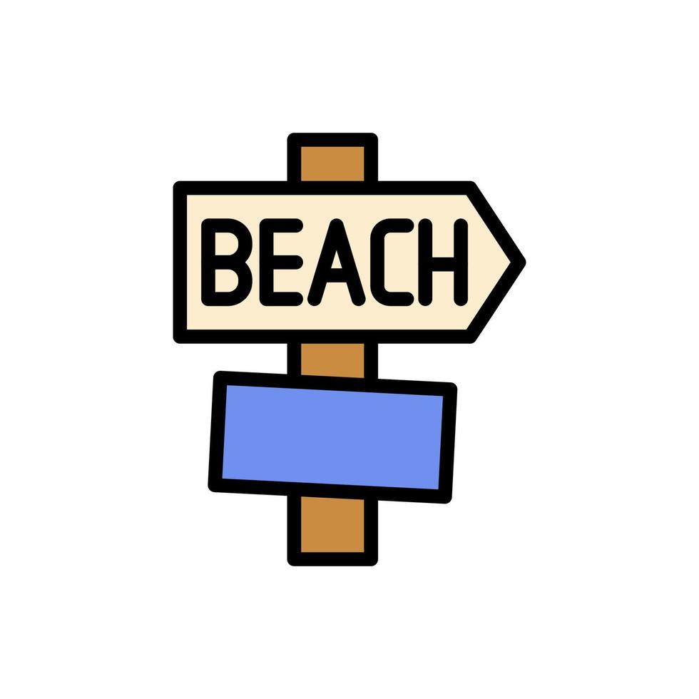 Signboard, beach vector icon