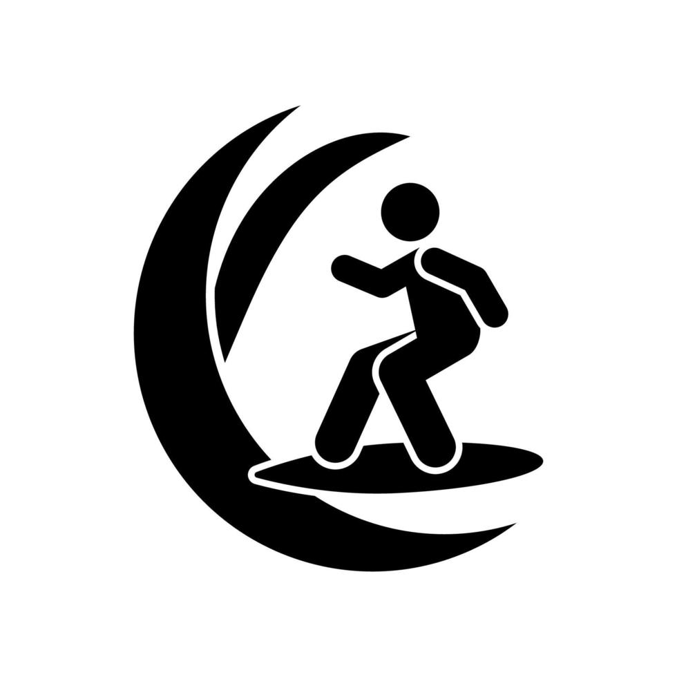 Man adventure surfing vector icon