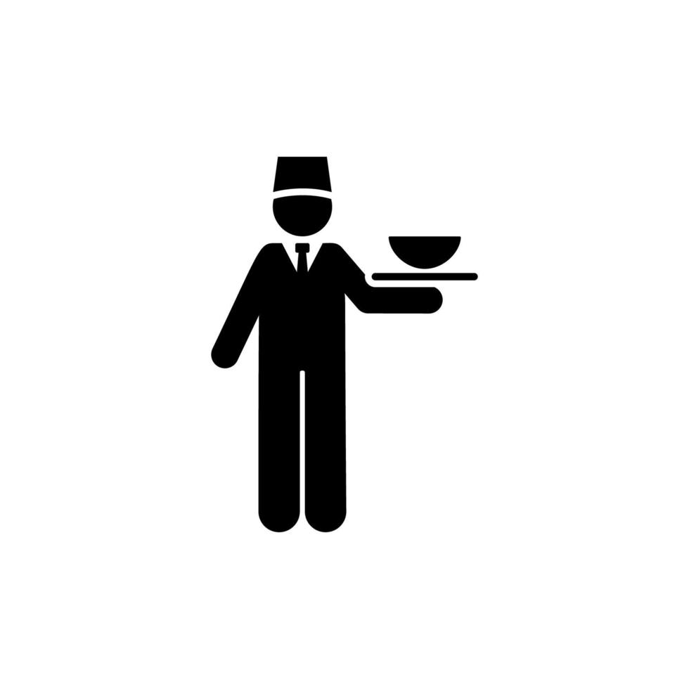 alimento, servicios, hotel, camarero vector icono