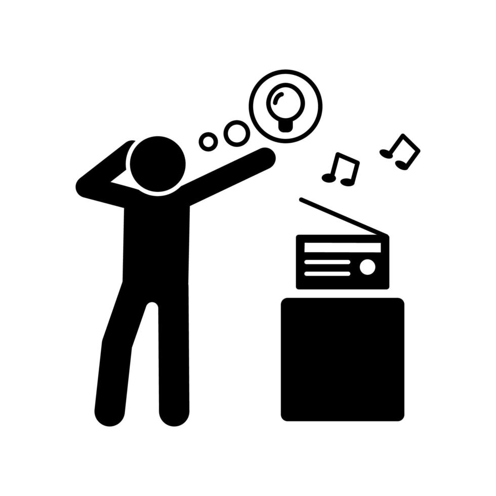 radio, música, hombre vector icono