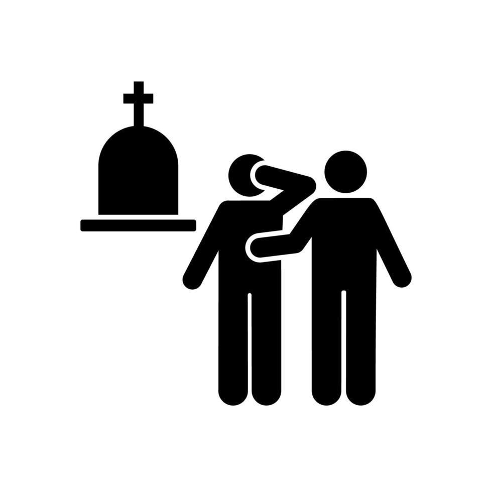 Two man funeral friend grief vector icon