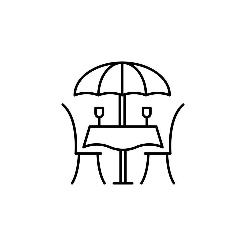 Street cafe, umbrella, table vector icon