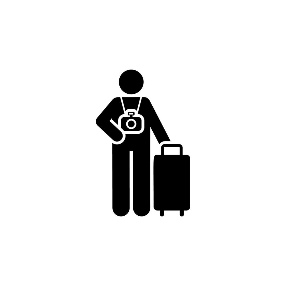 Photographer, travel, camera pictogram vector icon