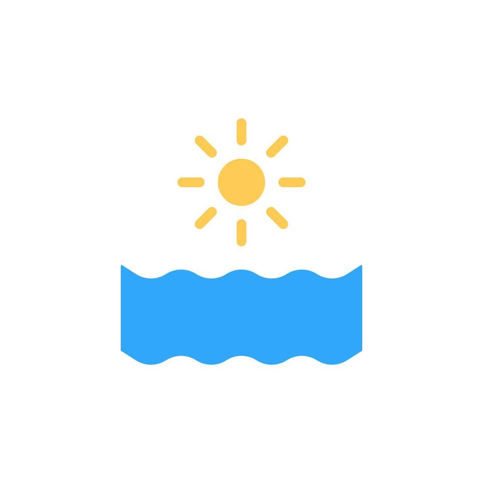 Sun, ocean vector icon