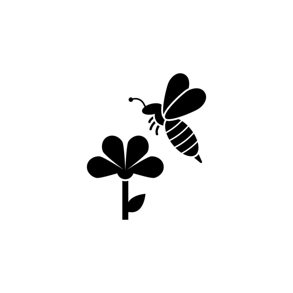 flower, bee vector icon