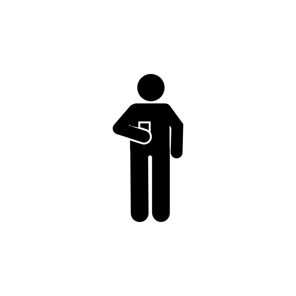 Man, standing , use phone vector icon