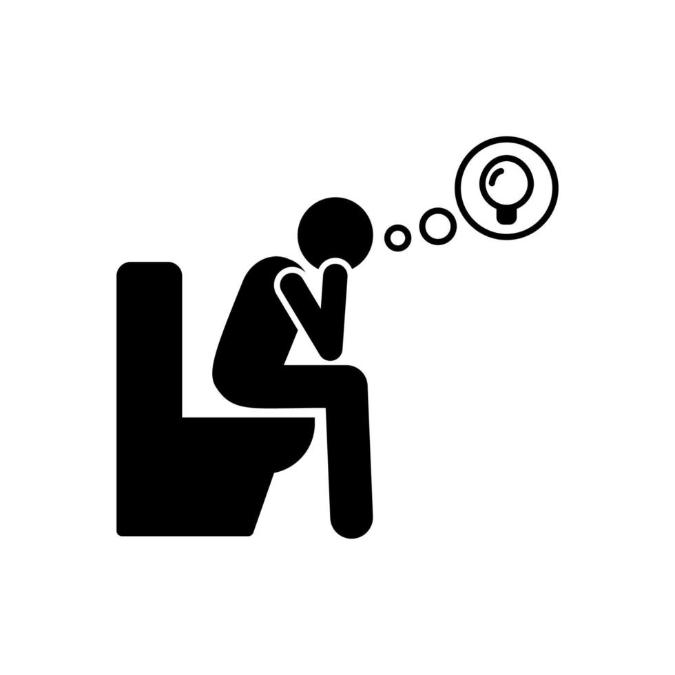 Man in toilet think about new idea vector icon