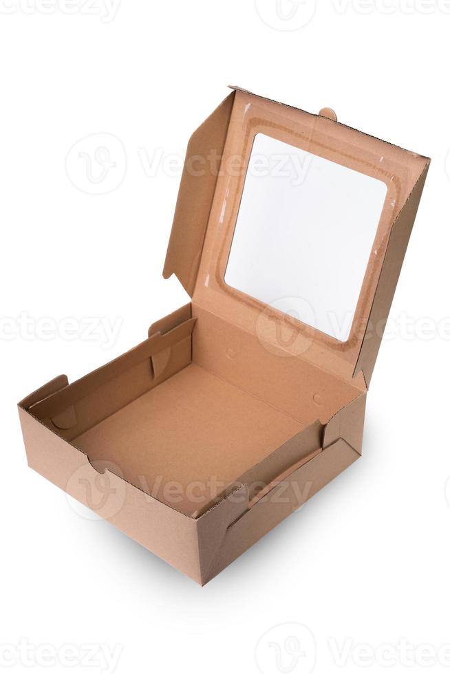 Carton box for fast food isolated on white background. Recyclable cardboard boxes for various foods. photo