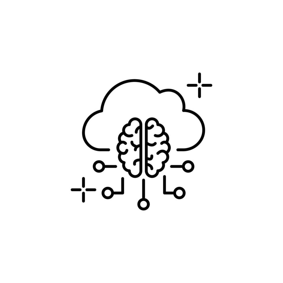 Cloud computing brain vector icon