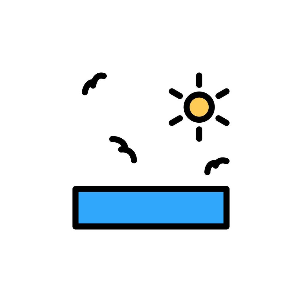 Sun, birds, ocean vector icon