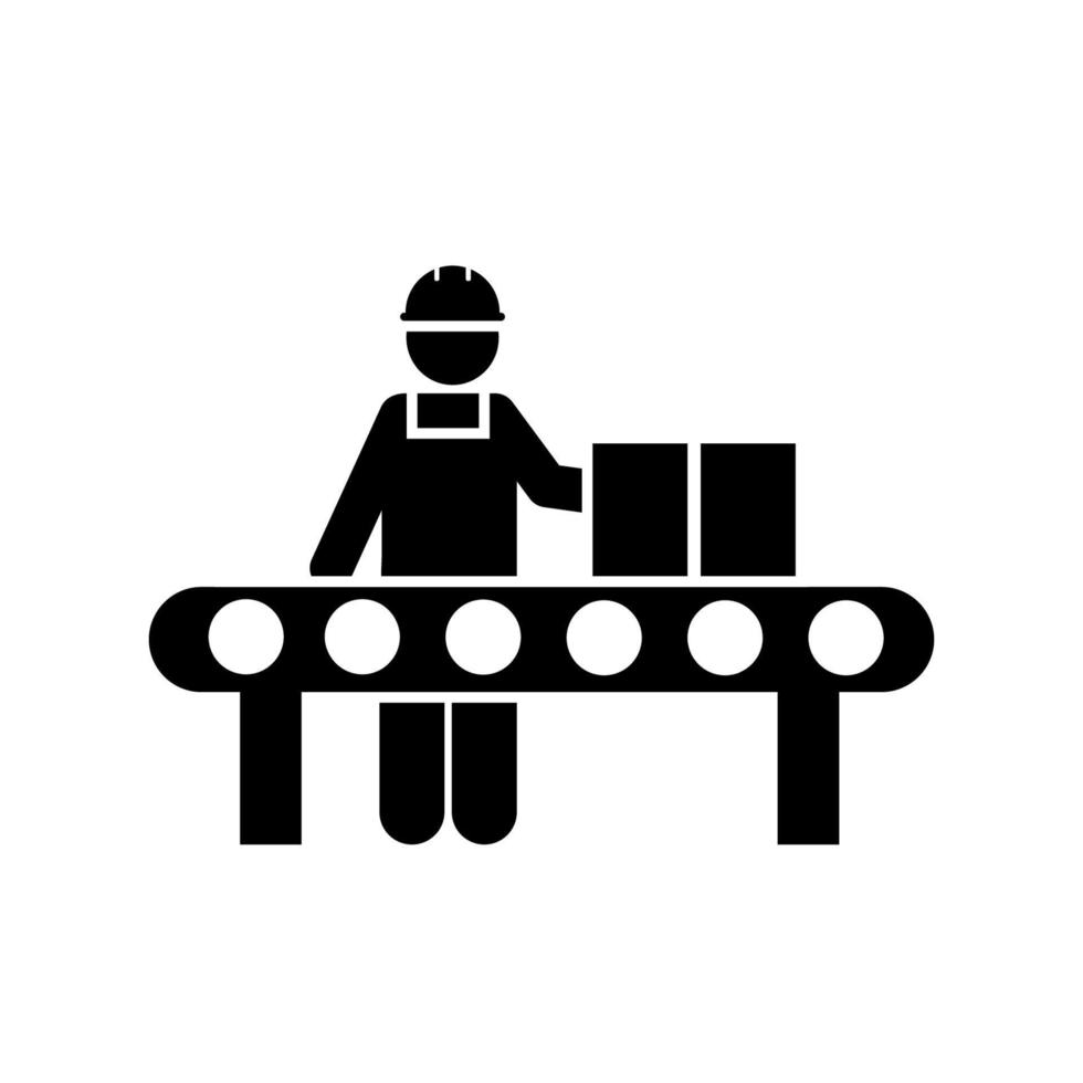 Job, conveyor, production, factory vector icon