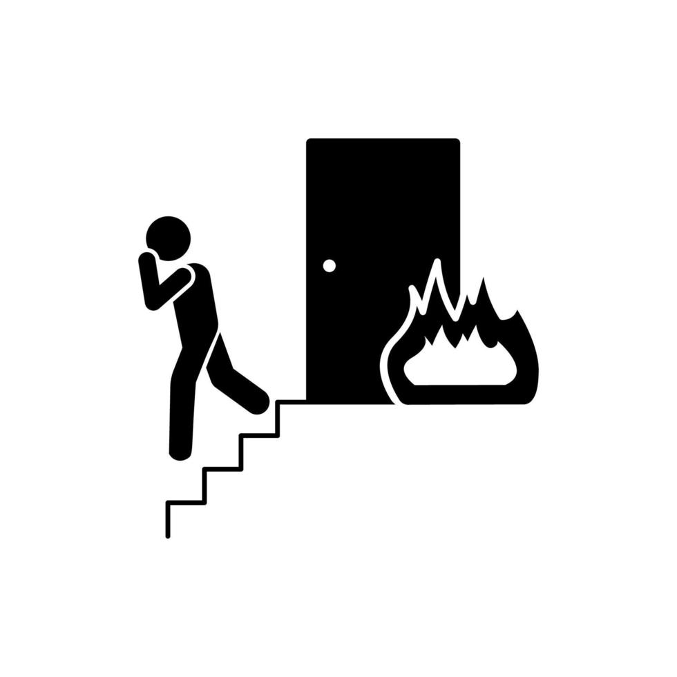 Fire, man, stairs vector icon