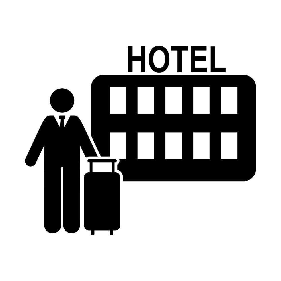 Hotel, man, travel, go vector icon