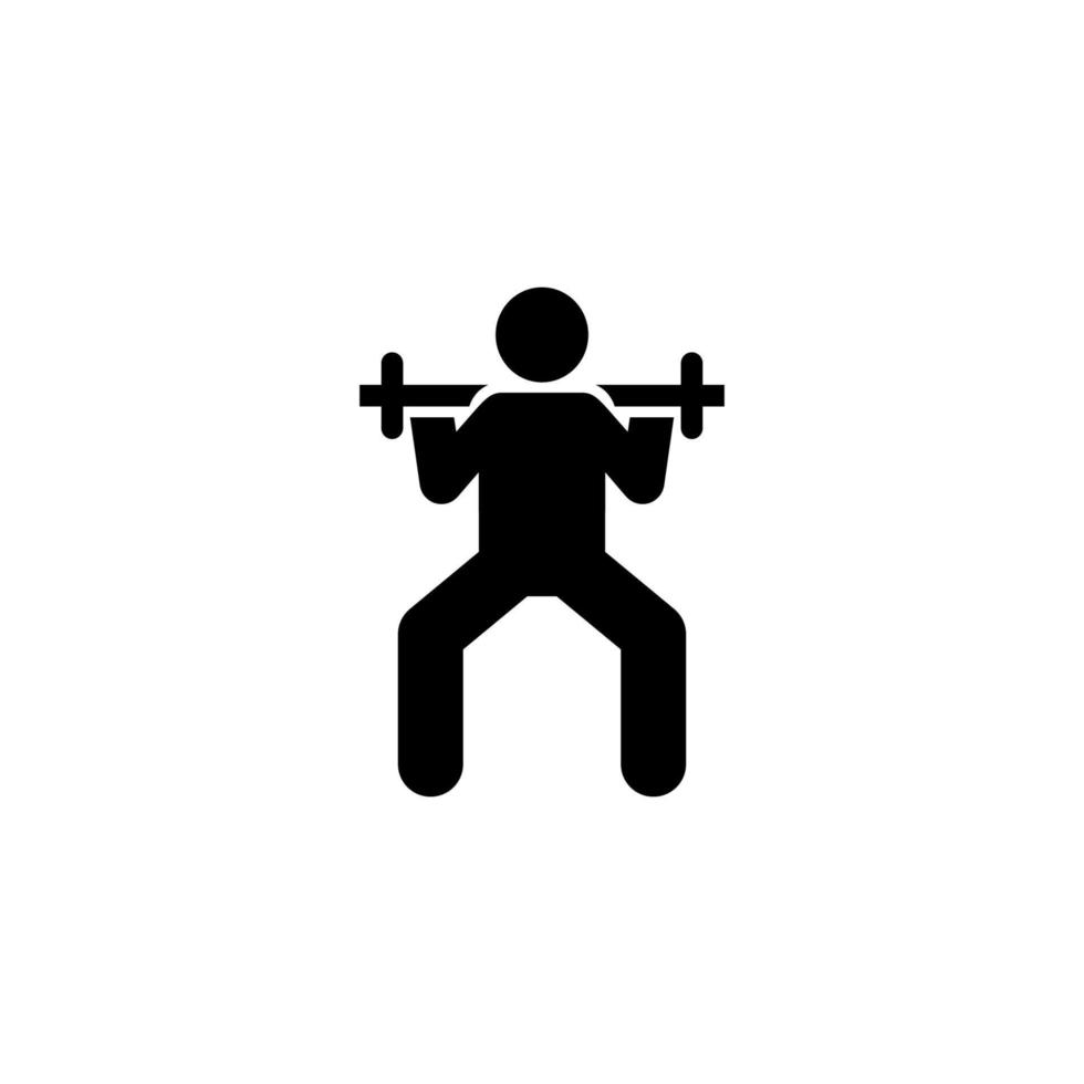 hombre gimnasio barra con pesas levantar con flecha pictograma vector icono