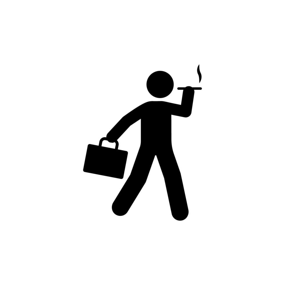 Businessman walk smoking vector icon