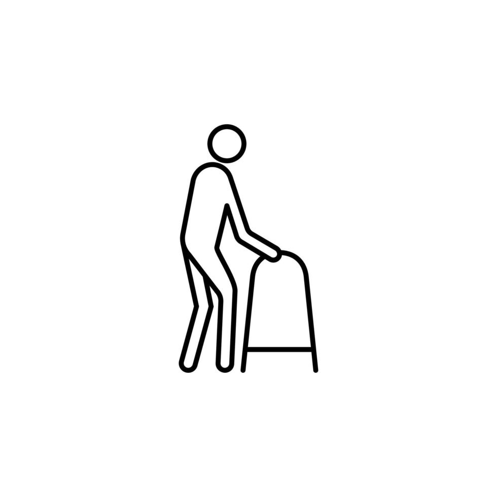 patient with a walker vector icon