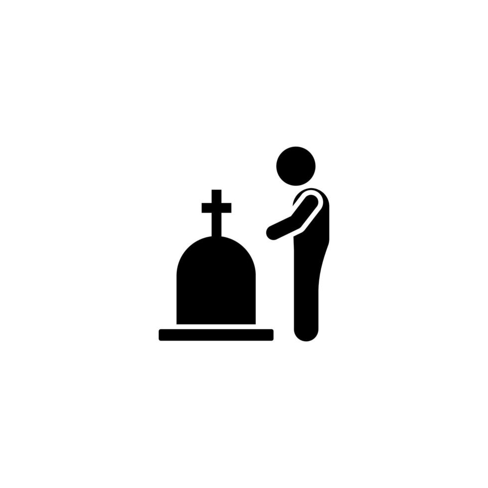 niño funeral tumba vector icono