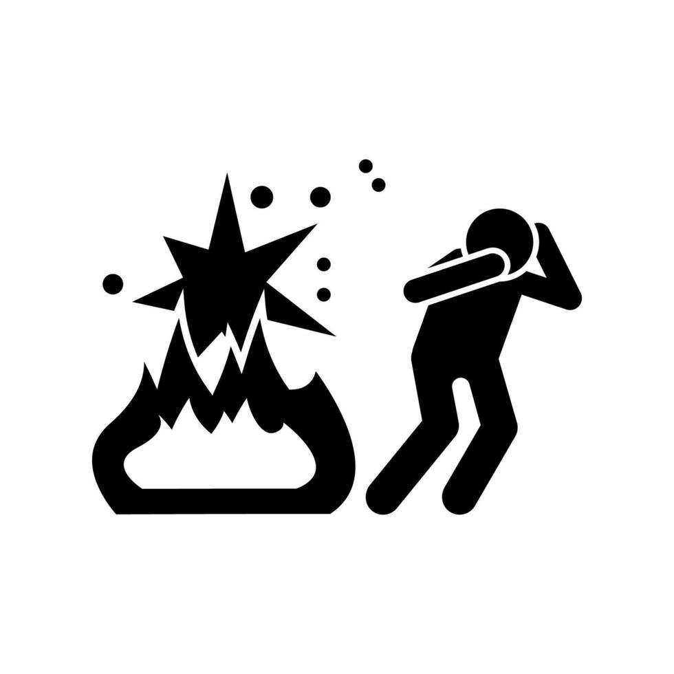 Bomb, man, fire vector icon