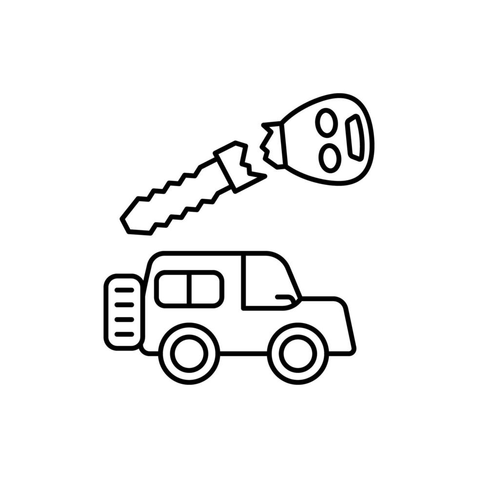 Broken key, car repair vector icon