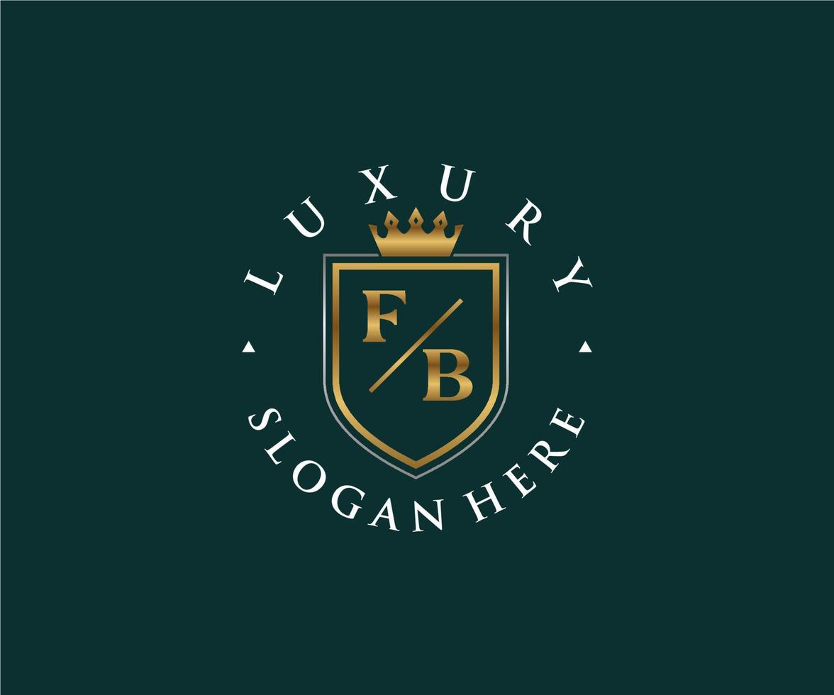 Initial FB Letter Royal Luxury Logo template in vector art for Restaurant, Royalty, Boutique, Cafe, Hotel, Heraldic, Jewelry, Fashion and other vector illustration.