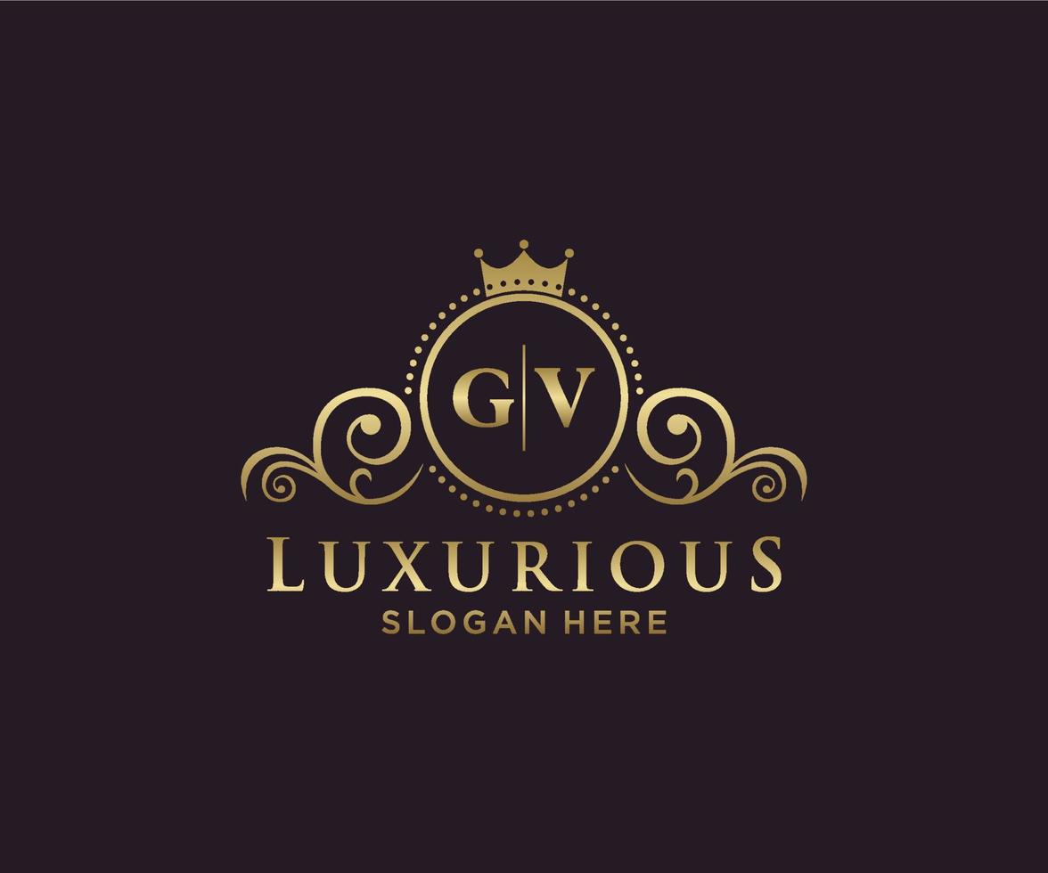 Initial GVG Letter Royal Luxury Logo template in vector art for Restaurant, Royalty, Boutique, Cafe, Hotel, Heraldic, Jewelry, Fashion and other vector illustration.