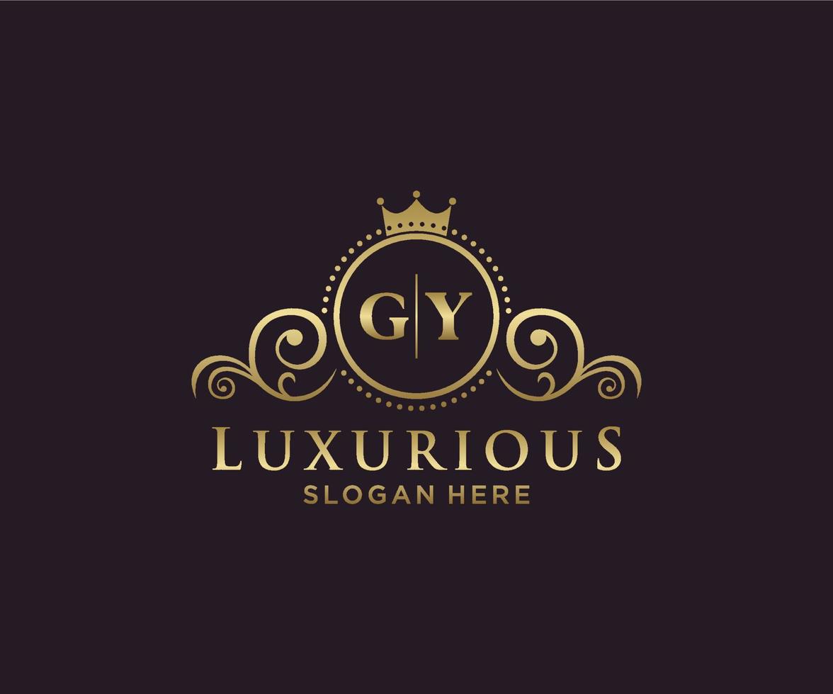 Initial GY Letter Royal Luxury Logo template in vector art for Restaurant, Royalty, Boutique, Cafe, Hotel, Heraldic, Jewelry, Fashion and other vector illustration.