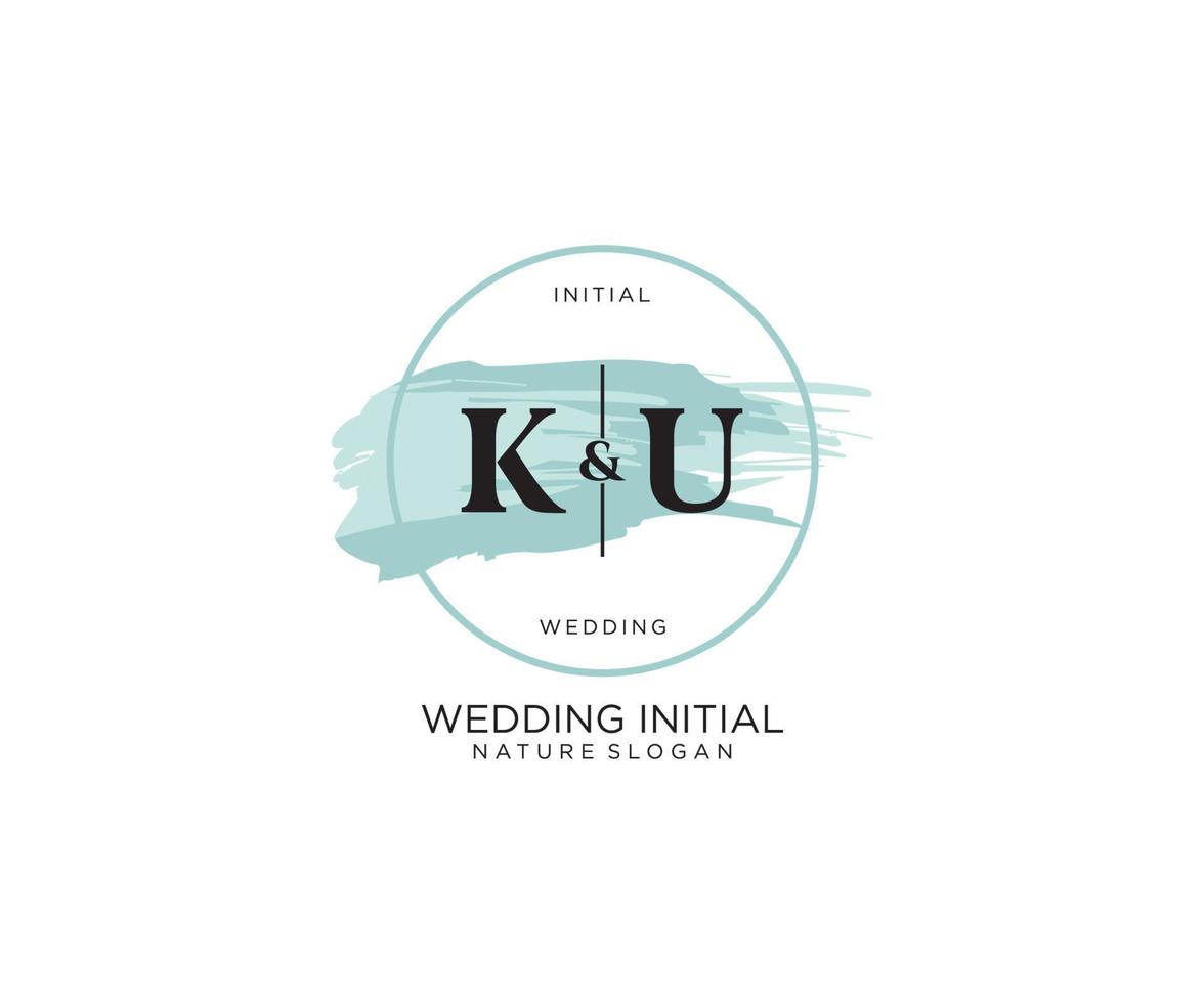 inicial ku letra belleza vector inicial logo, escritura logo de inicial firma, boda, moda, joyería, boutique, floral y botánico con creativo modelo para ninguna empresa o negocio.