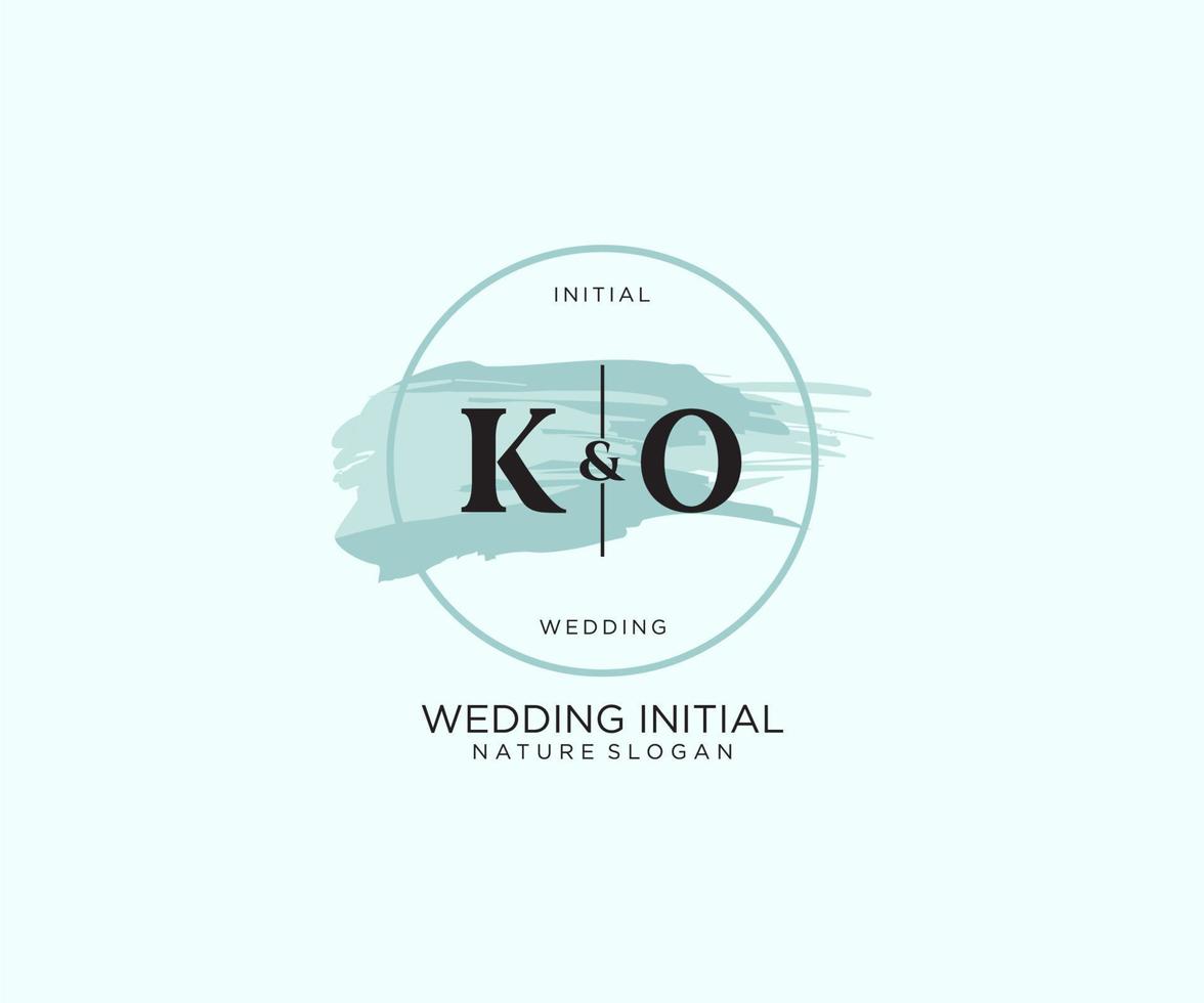 Initial KO Letter Beauty vector initial logo, handwriting logo of initial signature, wedding, fashion, jewerly, boutique, floral and botanical with creative template for any company or business.