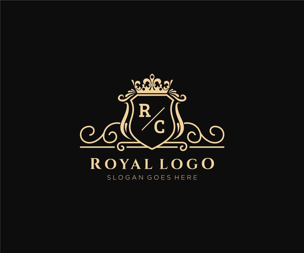 inicial rc letra lujoso marca logo plantilla, para restaurante, realeza, boutique, cafetería, hotel, heráldico, joyas, Moda y otro vector ilustración.