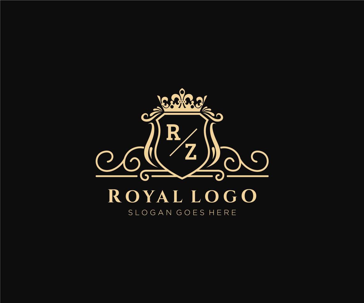 inicial rz letra lujoso marca logo plantilla, para restaurante, realeza, boutique, cafetería, hotel, heráldico, joyas, Moda y otro vector ilustración.