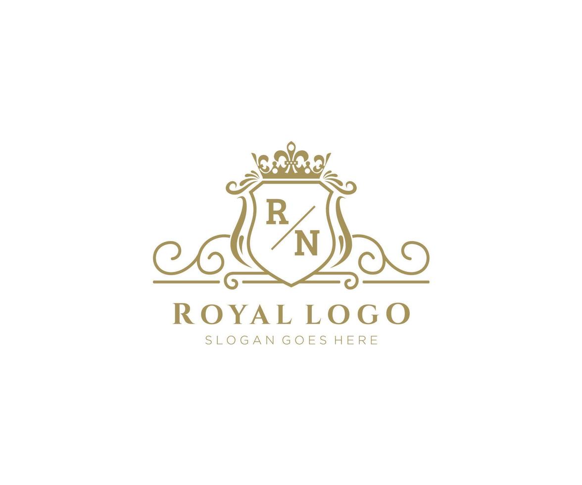 inicial rn letra lujoso marca logo plantilla, para restaurante, realeza, boutique, cafetería, hotel, heráldico, joyas, Moda y otro vector ilustración.