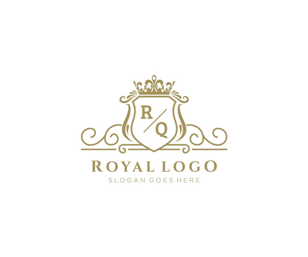 Initial RQ Letter Luxurious Brand Logo Template, for Restaurant, Royalty, Boutique, Cafe, Hotel, Heraldic, Jewelry, Fashion and other vector illustration.