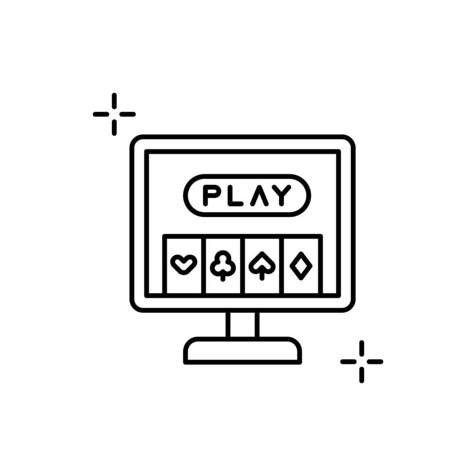 Gambling, monitor, addictions vector icon