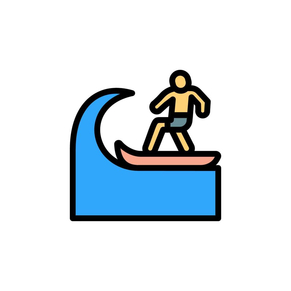 Surfboard, surfer, ocean vector icon