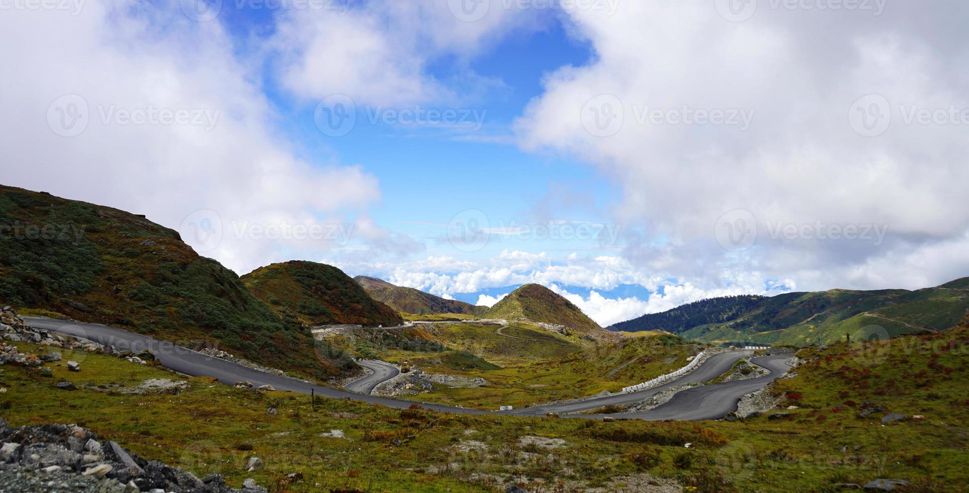 Landscape of Road in Mountain Range of East Sikkim photo