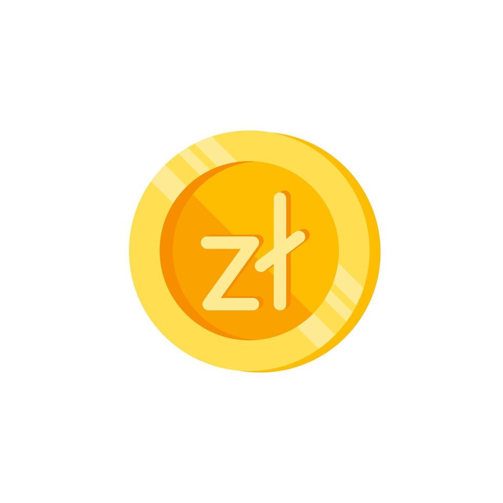 Zloty, coin, money color vector icon