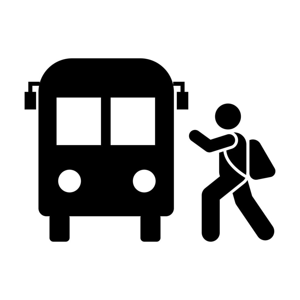 Bus, boy, school, go vector icon