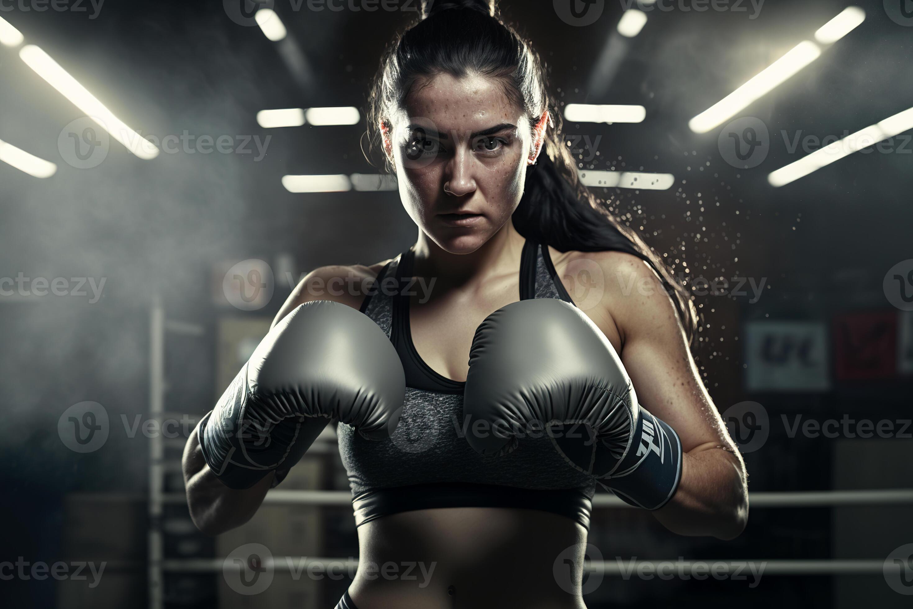 Fit woman training in boxing ring. 22568568 Stock Photo at Vecteezy
