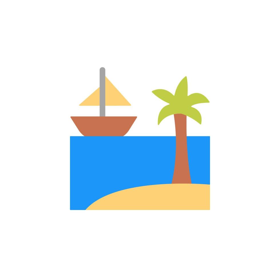 Rock, ocean, island vector icon