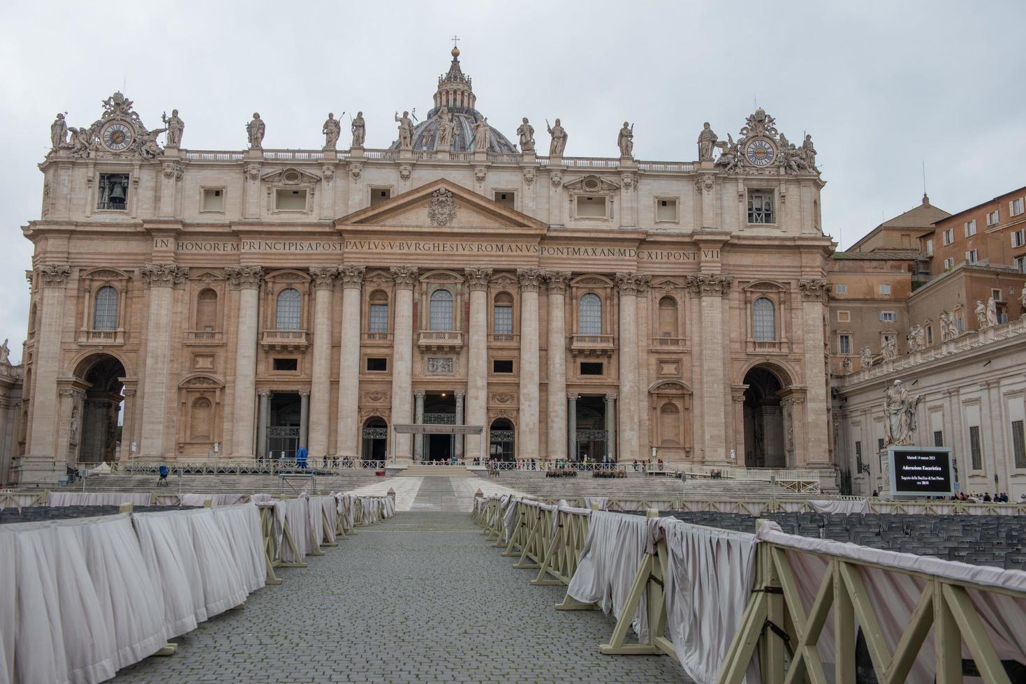 Rome 2023 St. Peter's Square with marble columns and statues photo