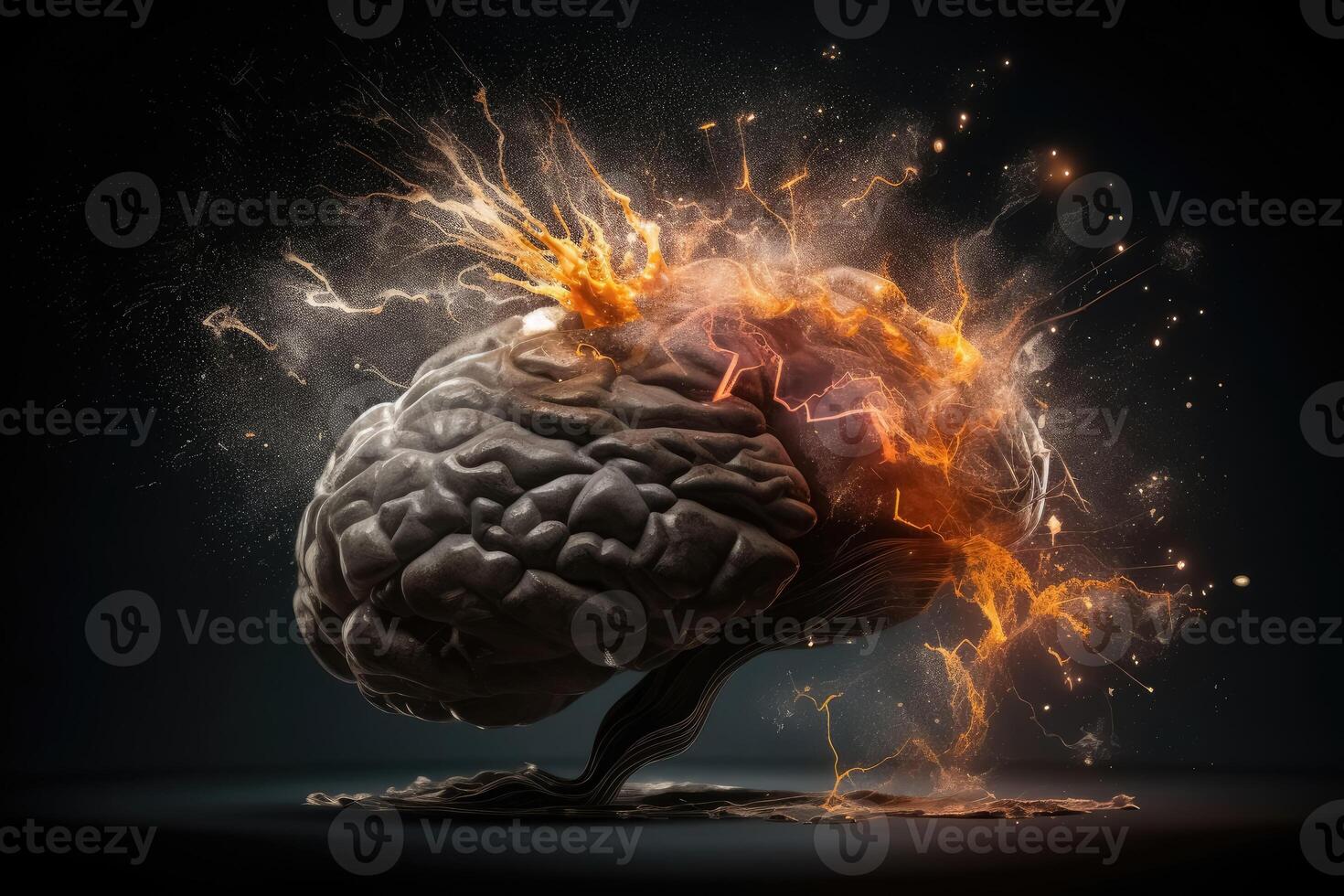 A human brain exploding with knowledge and creativity created with technology. photo