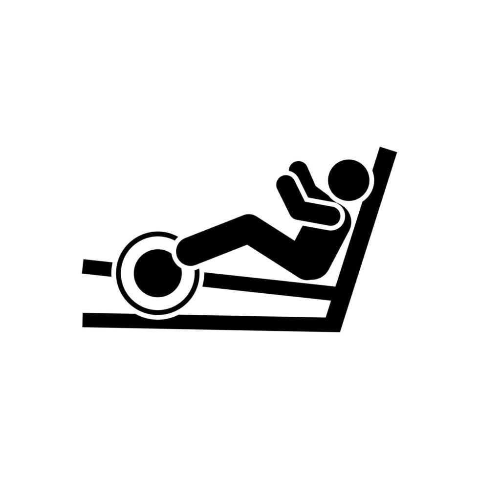 pierna prensa hombre gimnasio deporte aptitud con flecha pictograma vector icono